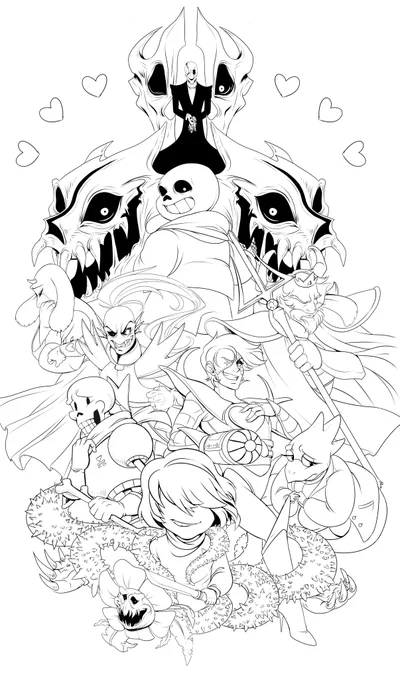 Oh hey I found the lines for this old #undertale print I did.... 