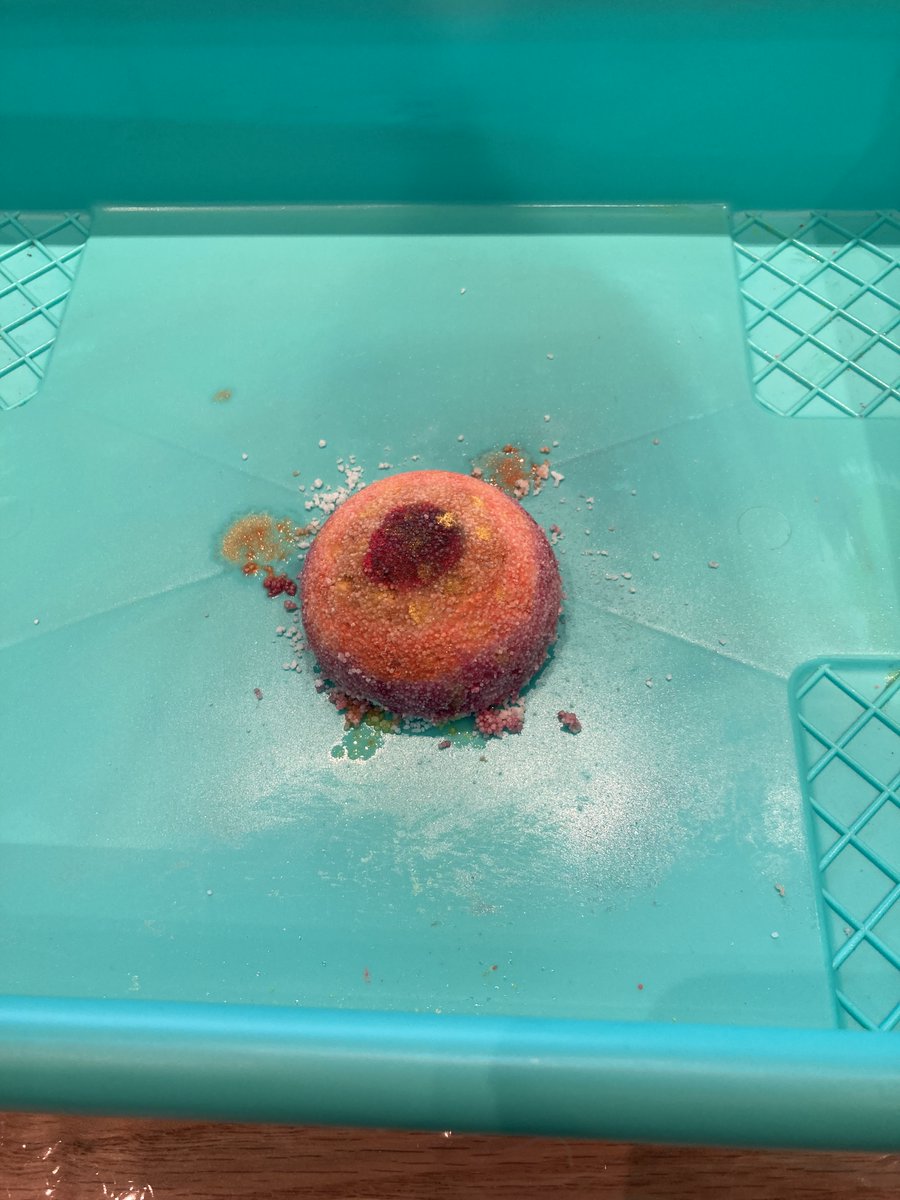 a_simpleclam's tweet photo. i went to visit my soap friends at their new soap shop today. they were nice enough to let me paint my own bath bomb and here it is, an accidental tiddie:/ https://t.co/apQvVxZV2i