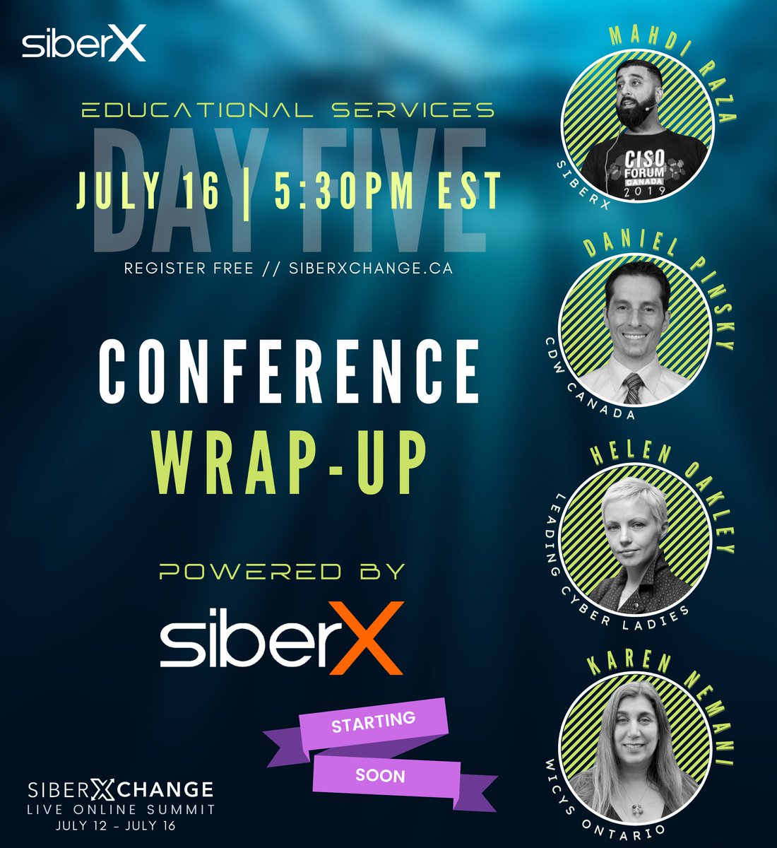 siberxorg's tweet image. We can&apos;t believe the conference is almost at the finish line! In less than 15 minutes, join the conference chairs as they discuss key topics and highlights!

Join for free at siberxchange.ca!

#WeAreCyber #siberxchange #cybersecurity #conference #executive #csuite