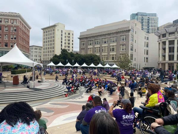A few of our staff and board members attended the #CareIsEssential rally in Oakland to show our support. America, it is time to invest in home care! Our caregivers deserve to be respected and paid a fair wage. #SEIU