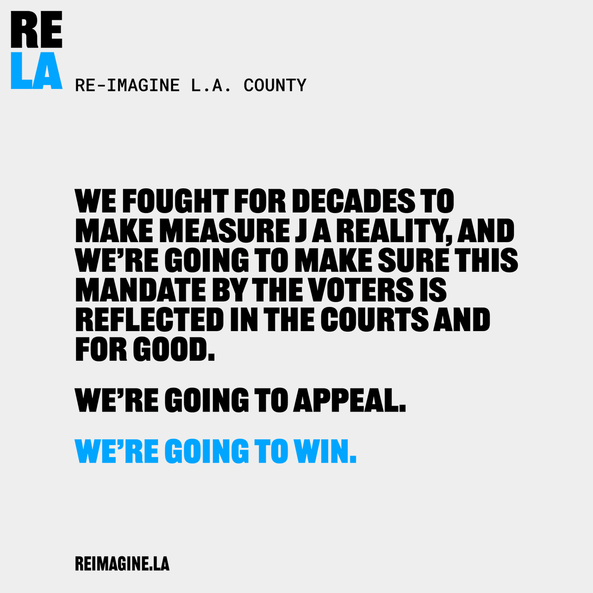 reimagine_la's tweet photo. Stay with us—this fight is not over.
Donate today.
https://t.co/37VesDNdX7
#ReimagineLA #MeasureJHereToStay https://t.co/Q2jd6jS7UJ