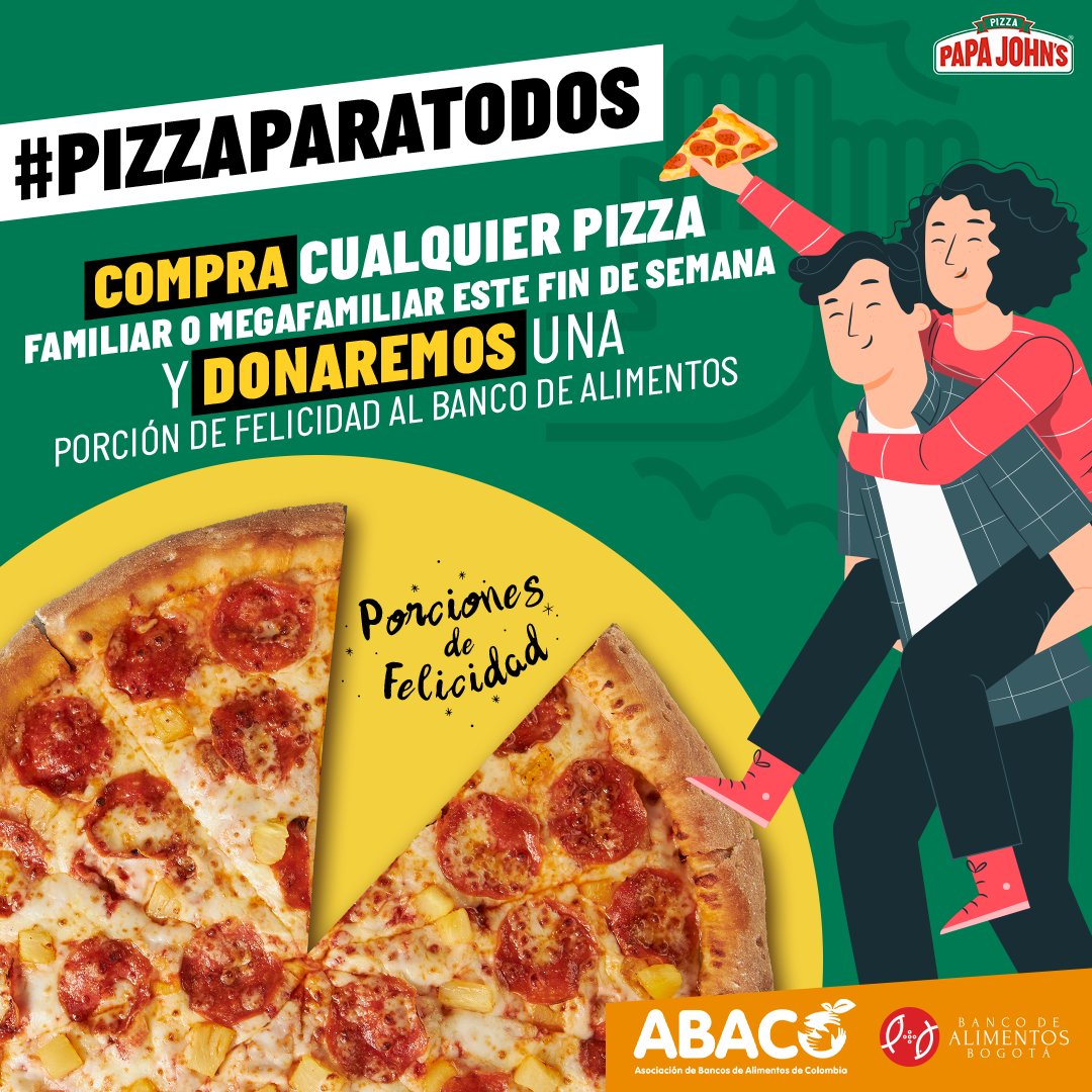mipapajohns's tweet photo. Todo es mejor cuando se comparte y lo es aún más, cuando se disfruta con aquellos que más lo necesitan. Ayúdanos a seguir llevando #PorcionesDeFelicidad. 🍕 #LaPizzaSeComparte
*Actividad válida durante el 17 y 18 de julio de 2021
*Aplican términos y condiciones https://t.co/dnSYweHBKb