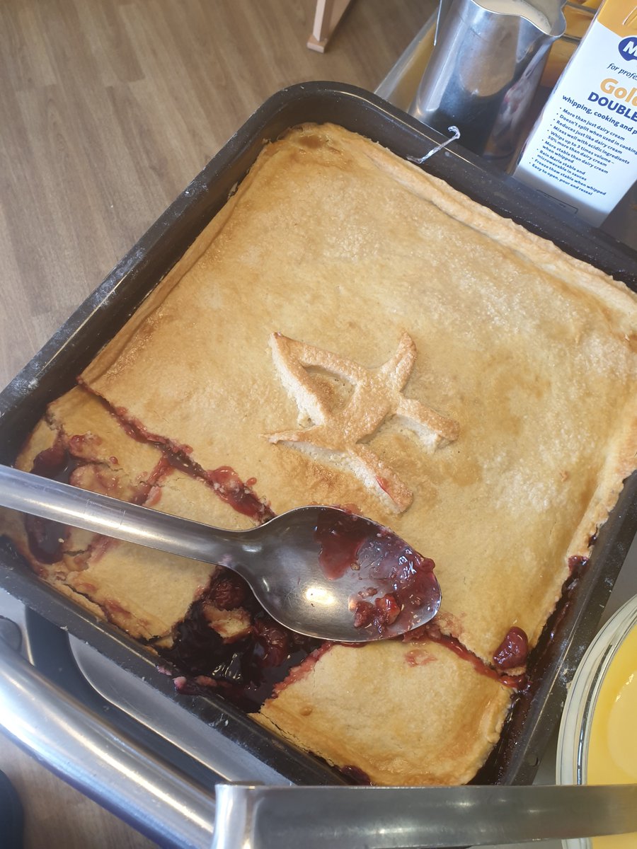 HeyberryHouseAH's tweet photo. Home made cherry pie representing @AnchorHanover 😇 by our lovely chef 🤌🏼🧑‍🍳 https://t.co/YT6ANlnQHP