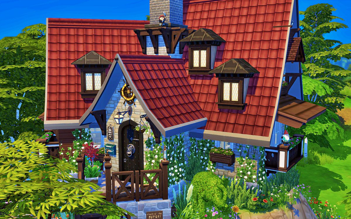 x4m1r4's tweet photo. I personally love the roofing (I know, it looks weird to be called a cottage🤭). Nevertheless, your Sims can enjoy living off-grid & enjoy all the perks of a tiny residential. You might want to start counting the gnomes & rabbits too! #EBJCottageLiving #TheSims4 #ShowUsYourBuilds https://t.co/NQjz6xRqHT
