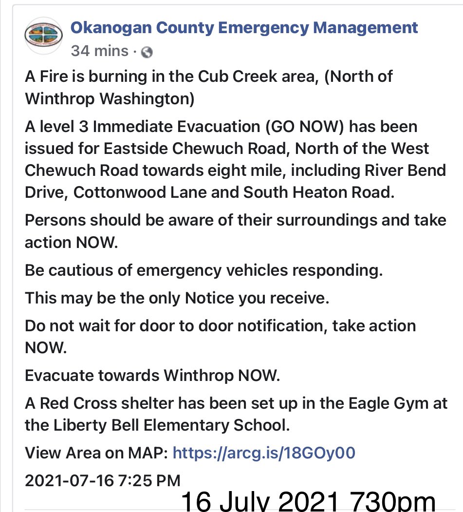 michellezenner's tweet photo. #wawildfire #Evacuations North of #Winthrop #CubCreek #Okanogan #wawx https://t.co/toHIrtF6w7