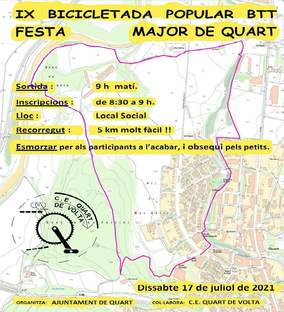 FemaQuart's tweet photo. Demà tots els Quartencs, familiars i amics en bicicleta! Amb Quart de Volta! Som’hi! #quartmola #QRT https://t.co/dWaBkNVYjT https://t.co/yzqQudcHCl