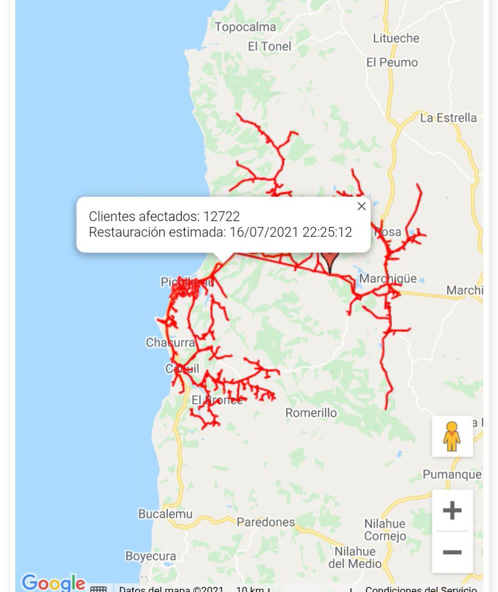 pichilemutvorg's tweet photo. Zonas afectadas por corte de luz en Pichilemu. CGE estima reposición a las 22:25 horas. #Pichilemu https://t.co/jt7uoxe4u8