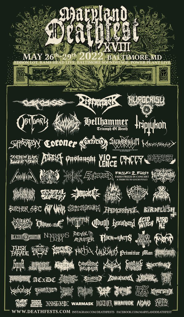 Join us for the 20th anniversary of MDF!

4-day passes on sale here:
eventbrite.com/e/maryland-dea…

A few more bands will be announced soon to complete the lineup.

#marylanddeathfest #deathfest #deathmetal #thrashmetal #blackmetal #grindcore