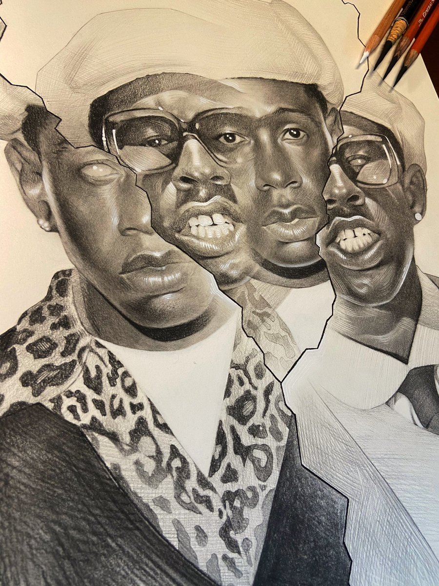 edgcii's tweet photo. @tylerthecreator someone get Tyler to see this! 😁 #art #tylerthecreator #callmeifyougetlost #drawing #charcoal https://t.co/KmTjZnUD6L