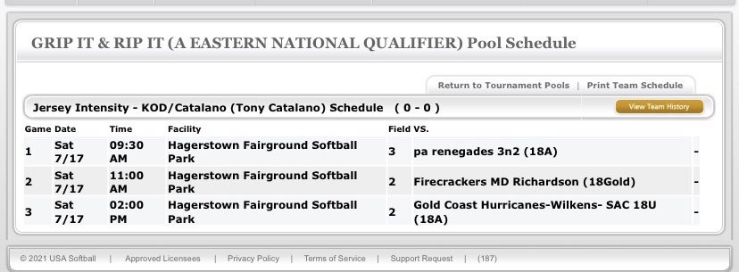 Our schedule this weekend in Maryland 🥎