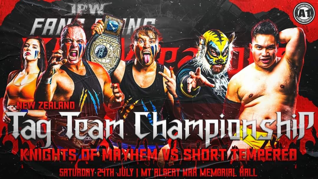 In their first defense as IPW Tag Team Champions, the Knights of Mayhem will clash against the odd couple pairing of Short Tempered!

Tickets: bit.ly/3h2BUSG