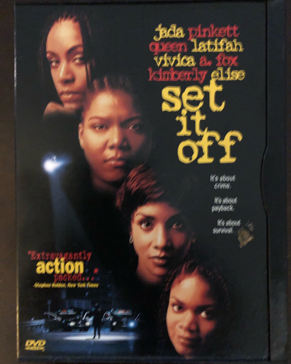 terstate's tweet photo. Movie Collection Selection: Set It Off is a classic movie with the Queen @queenlatifah @jadapinkettsmith @msvfox @ikimberlyelise Don’t underestimate these women. I see a remake of this coming soon with new characters… #movies #music #actor #collectionitems https://t.co/ie81sPmJLN