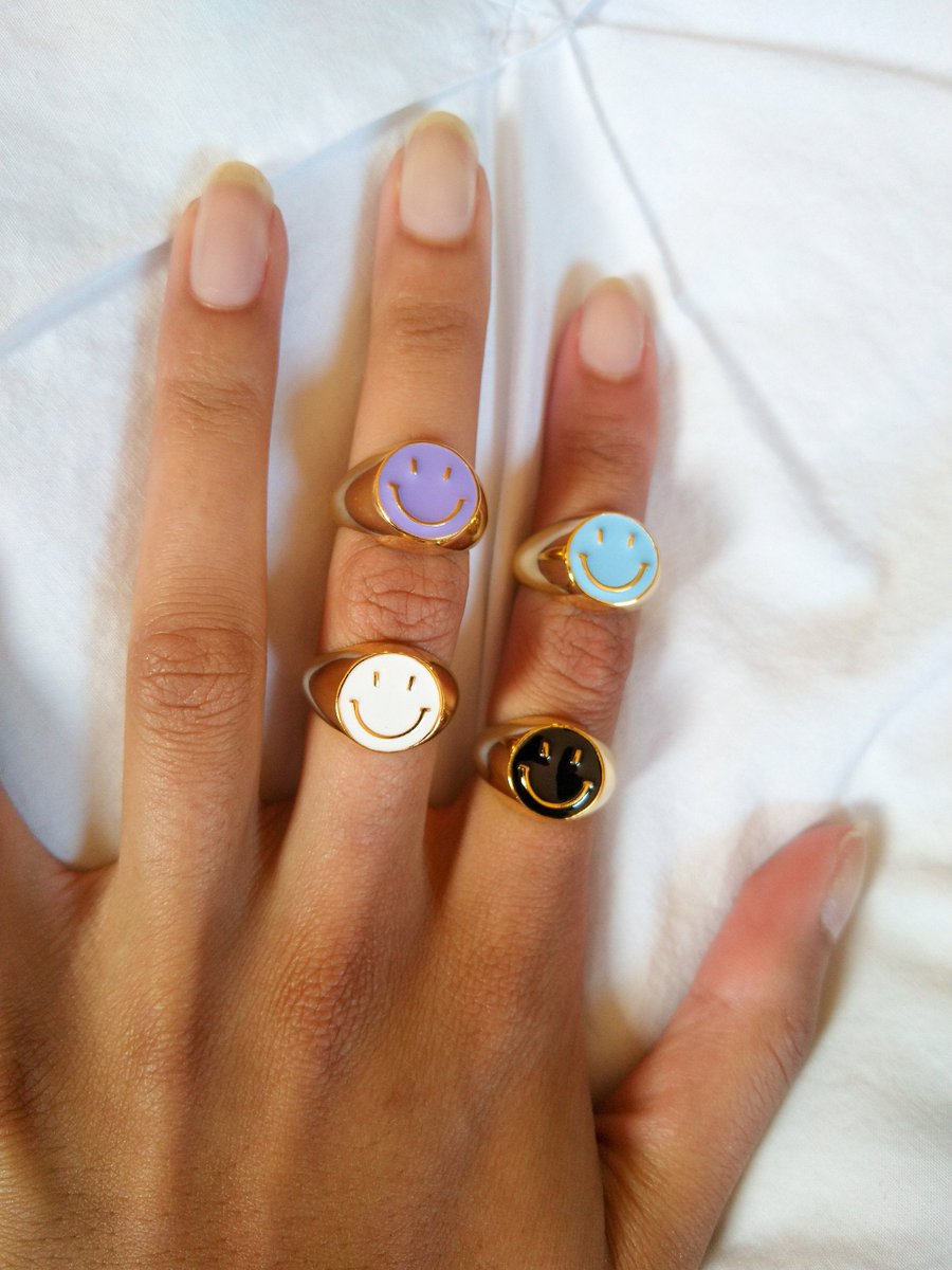 Excited to share the latest addition to my #etsy shop: Stay Happy - 24k gold plated Rings, pastel rings, smiley face rings, smiley face jewelry, statement rings etsy.me/2UbPSup #women #yes #brass #smileyface #smileyfacerings #pastelrings #pasteljewelry #pastelp