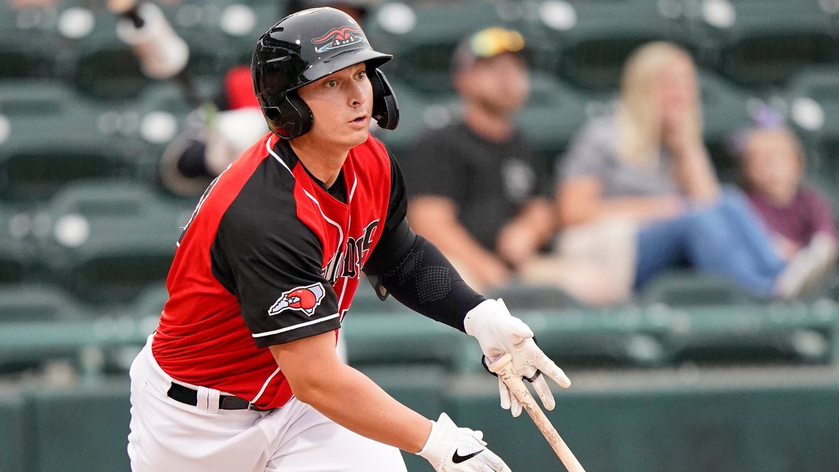 MLBPipeline's tweet photo. Justin Foscue homers in his fifth straight game!

The Rangers' 2020 first-rounder also has a pair of doubles tonight for Hickory, and it's only the 4th: https://t.co/434n5HwiOd https://t.co/4lWAEitJAD