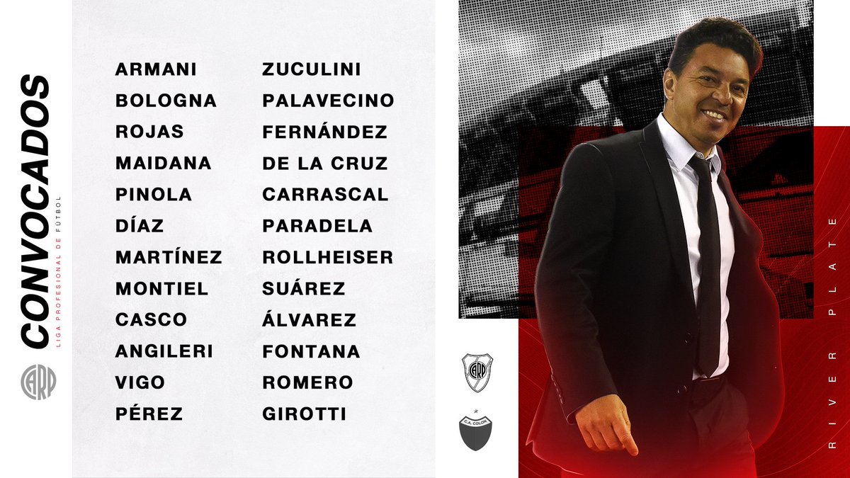 RiverTotal_'s tweet image. OFICIAL. Los 24 convocados para recibir a Colón de Santa Fe por la fecha 1 de la #LPF.

[Vía @RiverPlate]