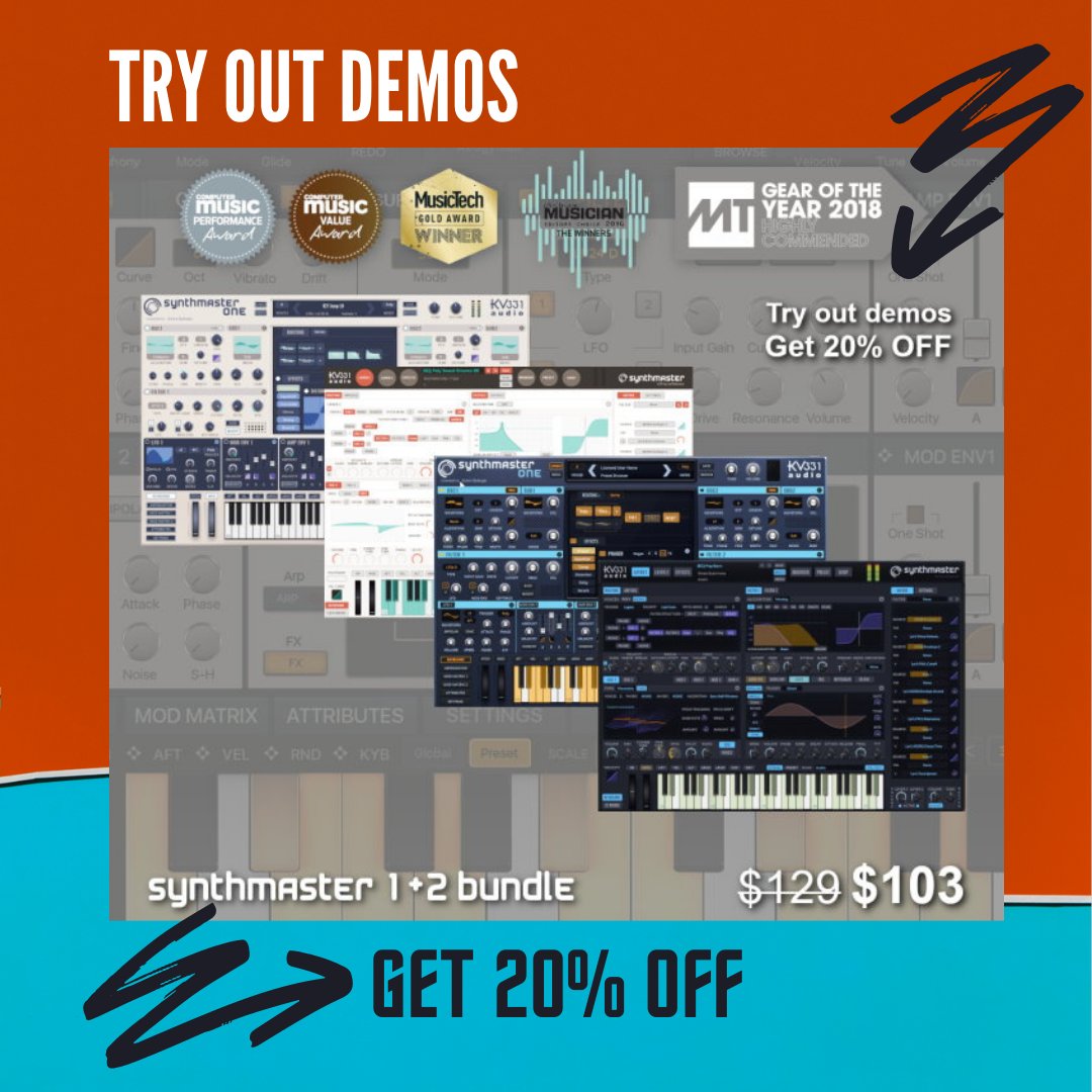 SynthNSoftware's tweet photo. 🚀@kv331audio try out demos and get 20% off 

🔥 GRAB THIS DEAL >>> https://t.co/6aXXhm7ePM

#ad #KV331audio #synthmastersoftsynth #vst #synth #softsynth #synthmaster #synthmasterone #musicproducer #musicproduction https://t.co/kNWJBBobYW