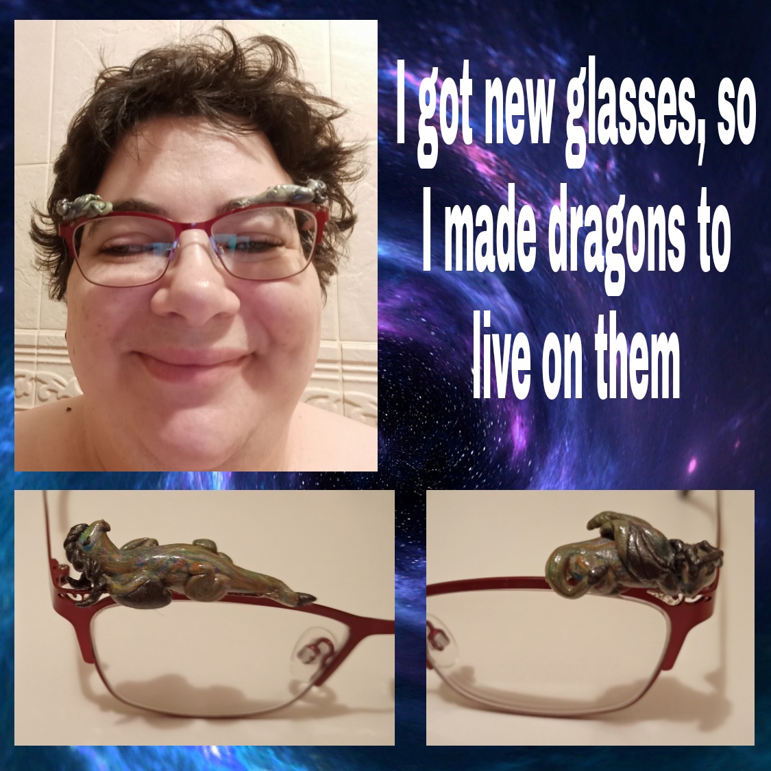 CarlysCreative1's tweet photo. I got new glasses, so I added dragons.

#fimo #polymerclay #fimocreations #dragon #dragons #fimodragon #polymerclaydragon #Ook #handmade https://t.co/nkT1ehYw1E