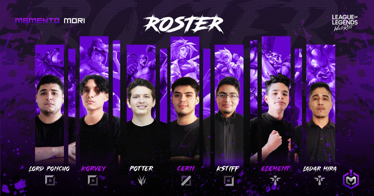 Nuestro Roster Oficial 😎

Estamos muy orgullosos de ustedes 😍

<a href="/AlfonsoDavdi/">ponchex</a> @aWildPotter <a href="/rodrigojuarez__/">rod</a> @BrayanChopper14 

#SomosMME 

Hasta la Victoria Siempre MME

<a href="/LolcitoSalvaje/">LolcitoSalvaje</a> <a href="/wildriftLATAM/">League of Legends: Wild Rift LATAM</a> <a href="/LoLWildRiftES/">LoL Wild Rift Comunidad</a>