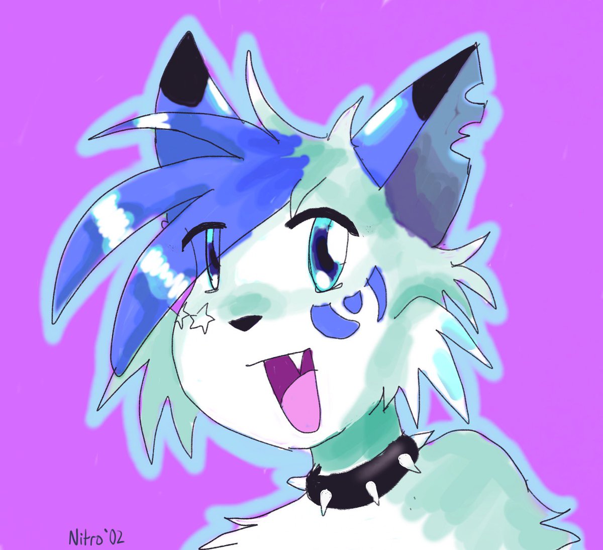 batcomet's tweet image. my fursona if i was an artist on deviantart in the 2000s 
#furryart #webcore #procreate