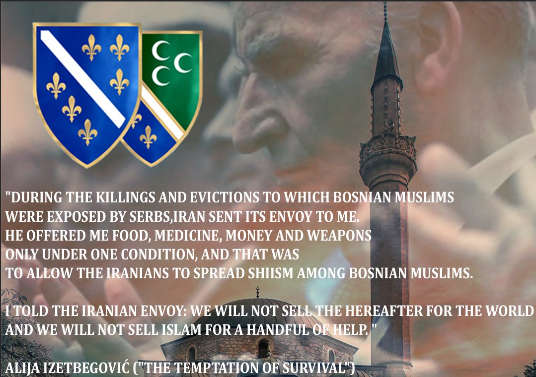 YavuzBiH's tweet photo. Alija Izetbegovic when asked by Iran to spread Shia Islam during the war in Bosnia. https://t.co/4wQ5n0nbRH