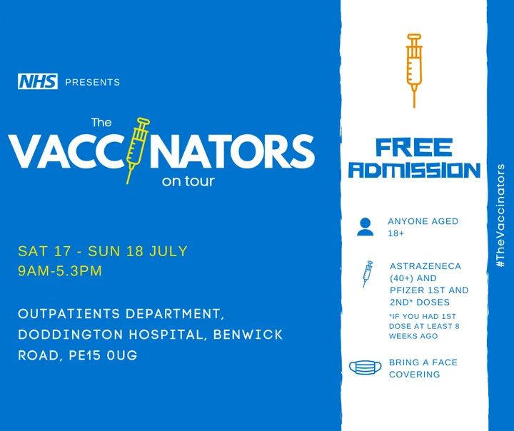 To my Fenland friends come see us today for vaccines!