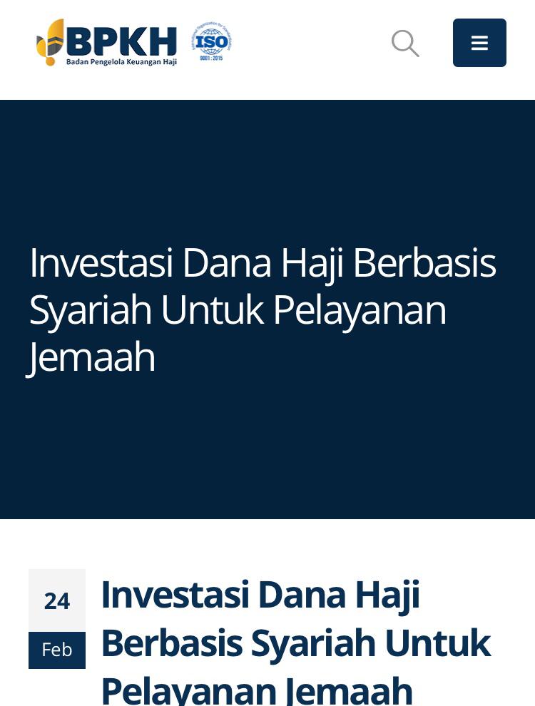 <a href="/BPKHRI/">BPKH RI</a> melakukan investasi dana haji berbasis syariah dlm bentuk SBSN-PBS (Project Based Sukuk), keduanya dgn akad Ijarah. Hasil pengembangan dari investasi Sukuk Negara tlh dimanfaatkan secara optimal utk memberikan pelayanan kpd Jemaah Haji Indonesia.

bpkh.go.id/investasi-dana…