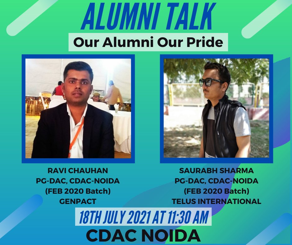 "Once you replace negative thoughts with positive ones, you’ll start having positive results "...Alumni TALK for our students. on Sunday 18th July2021...#CDAC #CDACNOIDA #freshers2021 #alumni #PGDAC #eDAC #PGDAI #eDAI #Noida
