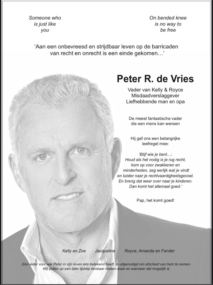 HarryBosGr's tweet photo. 3 mannen zijn afgelopen week in Nederland vermoord vanwege het uitoefenen van hun publieke taak. Één kreeg alle aandacht. Alle 3 verdienden ze die. #arno #MartindenDekker #PeterdeVries https://t.co/pxlHxM0e50
