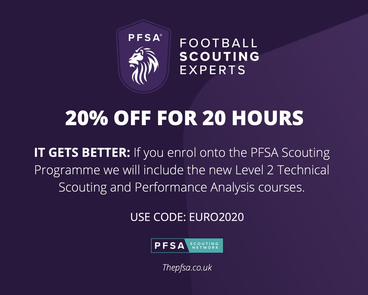 ThePFSA's tweet photo. EXTENDED: After such an amazing response we have extended the EURO2020 OFFER! 

-

#euro2020 #footballscouts #en #ita #wembley #talentid #performanceanalysis #data #technicalscouting #instat

 https://t.co/VFbRCmU9VU https://t.co/rFTa7IYyYQ
