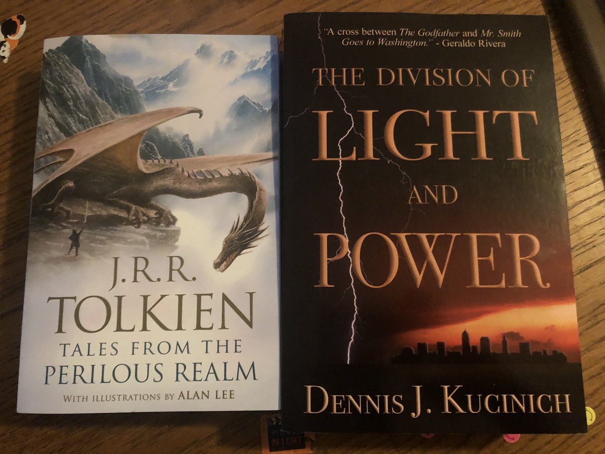 WilliamFONeill's tweet photo. Excited for my birthday books: @Dennis_Kucinich #LightandPower and @JRRTolkien #PerilousRealm 👏🙌 https://t.co/wOmpSNpsxJ