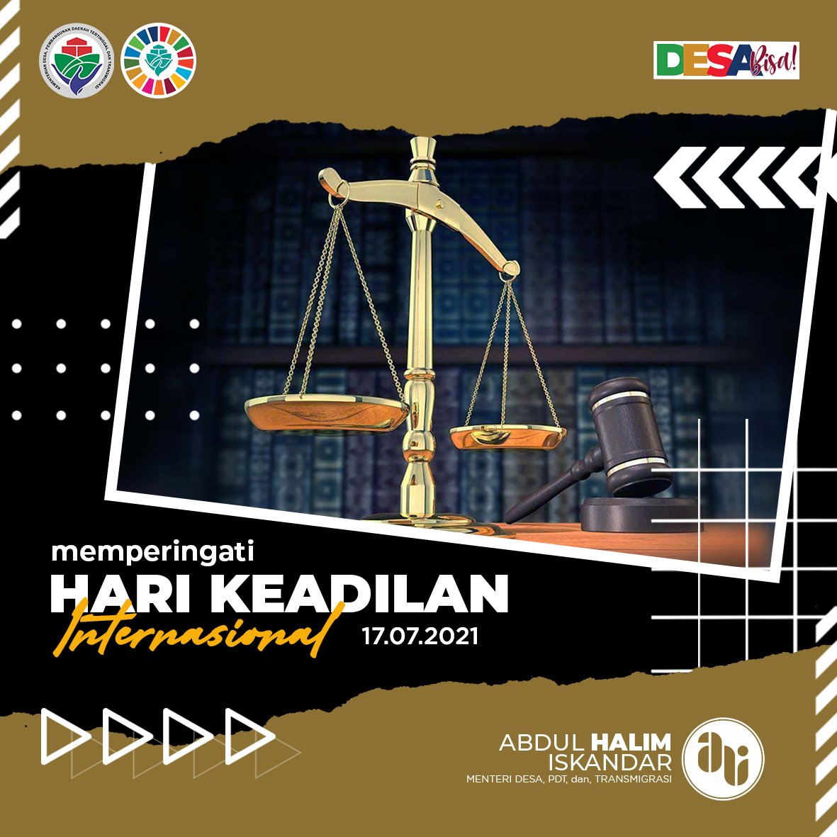 halimiskandarnu's tweet photo. Keadilan merupakan cita-cita luhur Bangsa Indonesia yang tertuang dalam butir Pancasila, mari kita kawal bersama. Wujudkan keadilan dari desa!
Selamat memperingati Hari Keadilan Internasional https://t.co/b3VazVDzGb