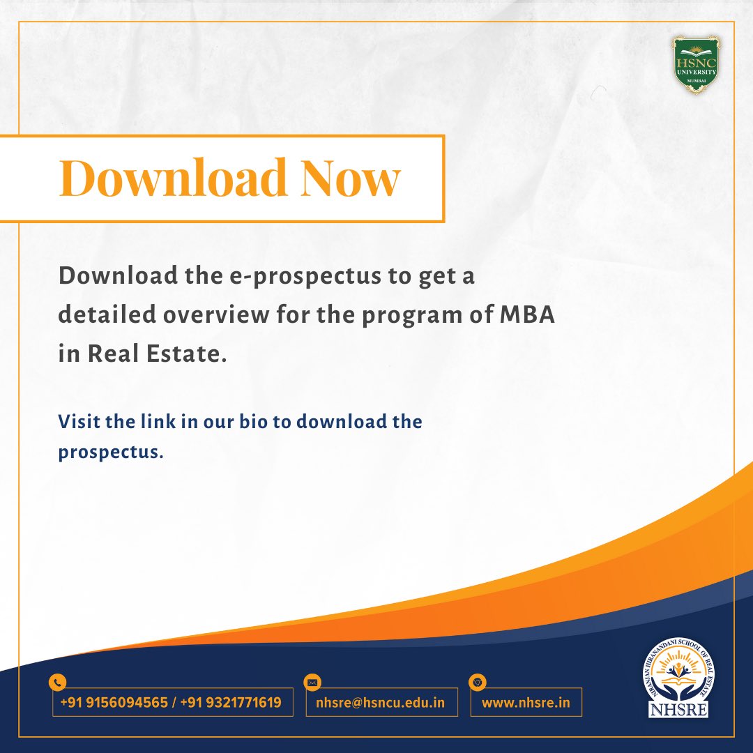 To know more about the MBA in Real Estate Program, download the brochure from the link in our bio and get all your questions answered. 
.
.
.
.
#businesseducation #realestate #hsncuniversity #mbacourse #realestatemarket #entrepreneur #featured #trending #realestatecareer