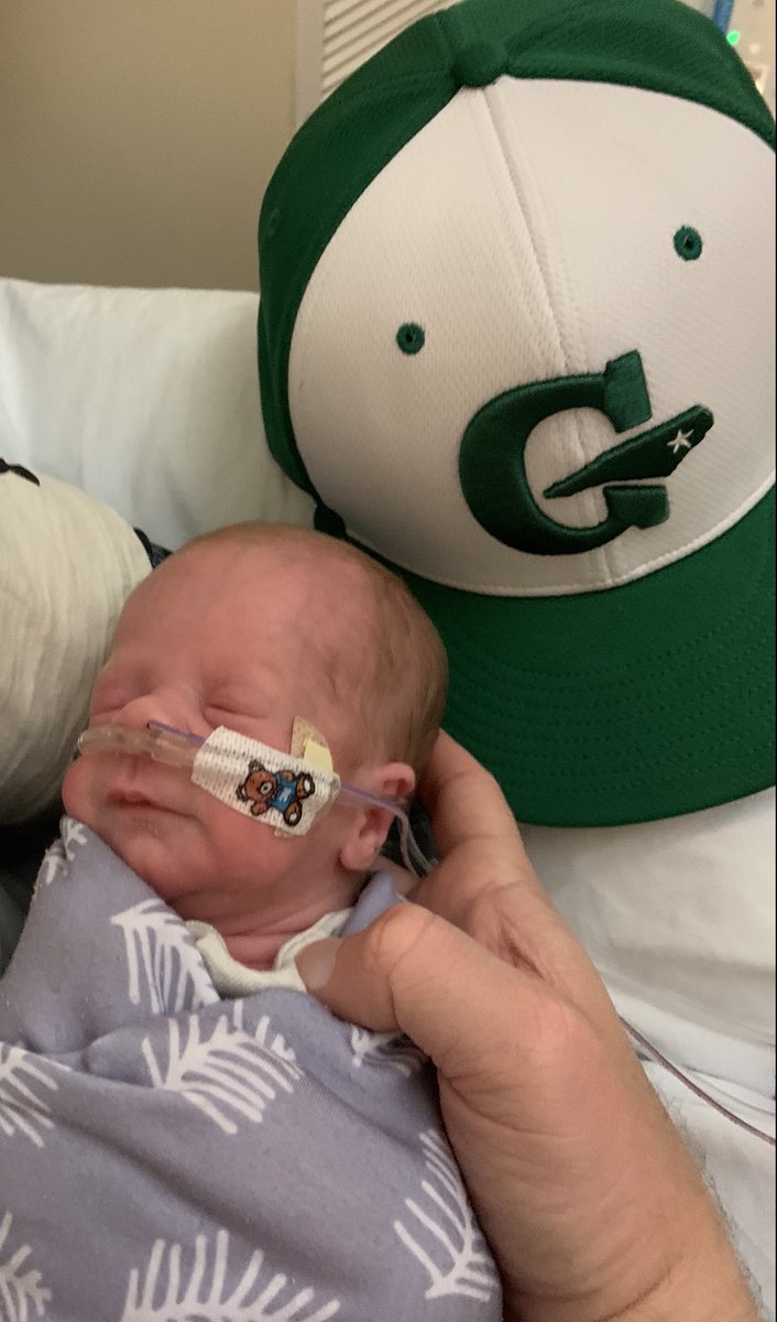 bekeyyes's tweet photo. Matt says Thanks for the hat and wanted to show you Greenville’s newest fan rooting for them to win regionals! (Not a coincidence the hat arrives and Emelia gets the news she’s going to be graduating from the NICU😉 - the hat was good luck!)  @SCOOTER7150 @baawein https://t.co/LJOcl70kSC