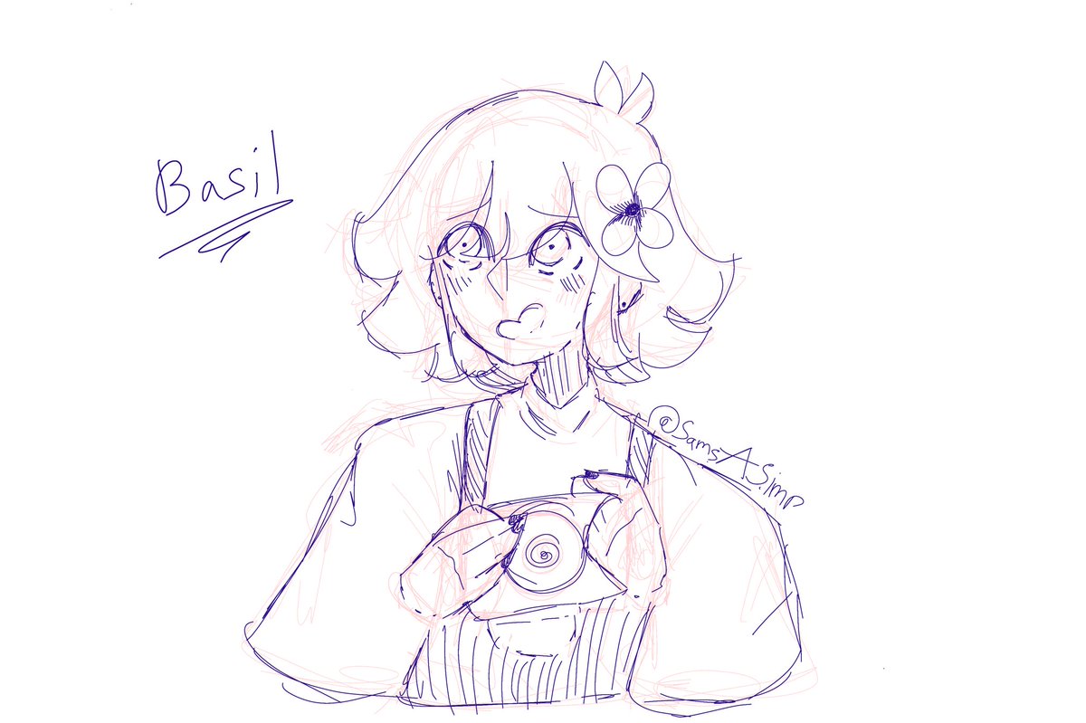 SamsASimp's tweet photo. Kinda just drew something random (A horribly drawn Basil from Omori) cause I’m tired and bored https://t.co/x2Xveu7lzP