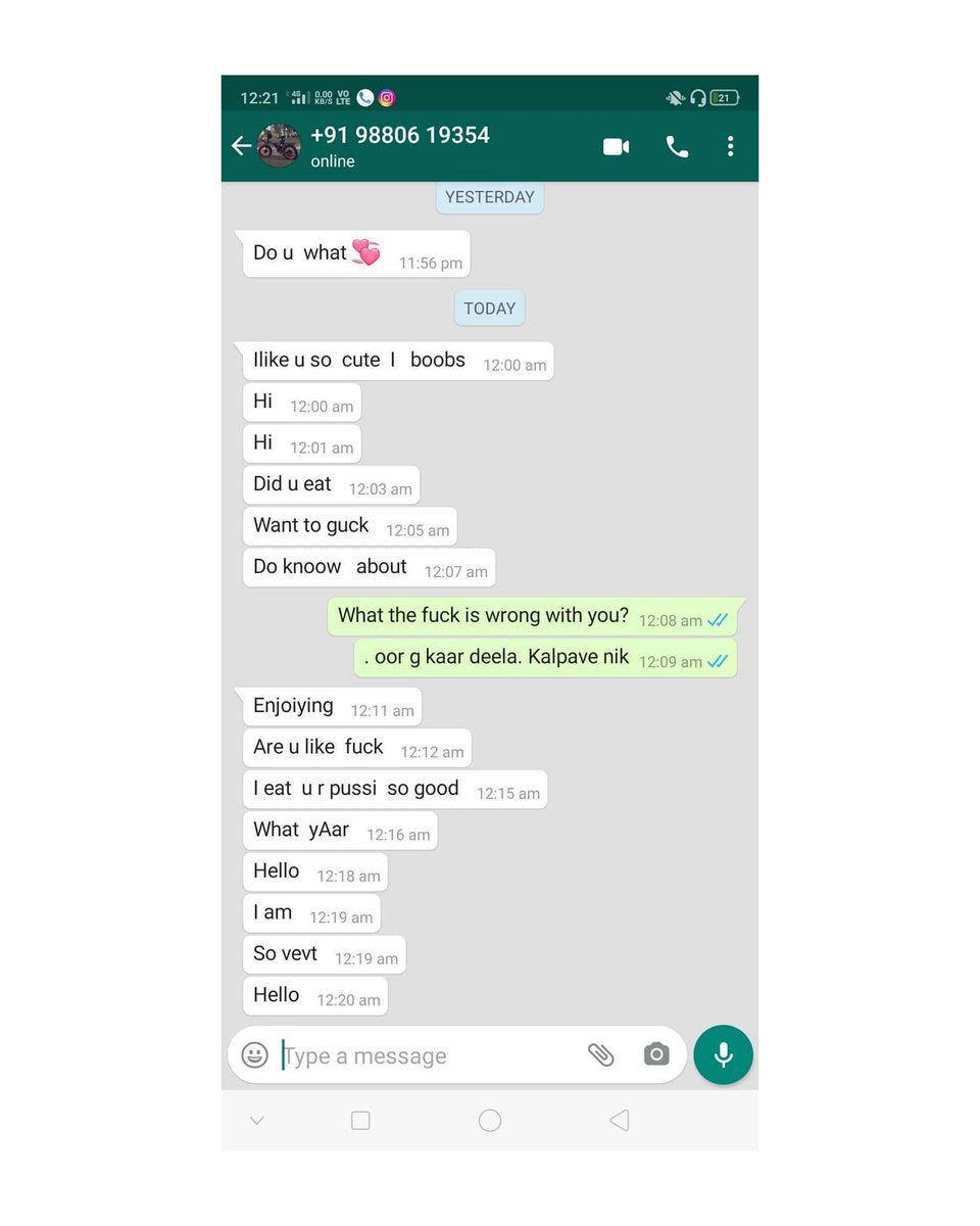 trollenku's tweet photo. A @amazondotin delivery guy has been harrassing one of it's Mangalore based client(My friend) every midnight by sending vulgar messages on whatsapp. 

She could just block him and move on but she is well aware of the fact that this could happen to other girls too. https://t.co/207wCvaz8o