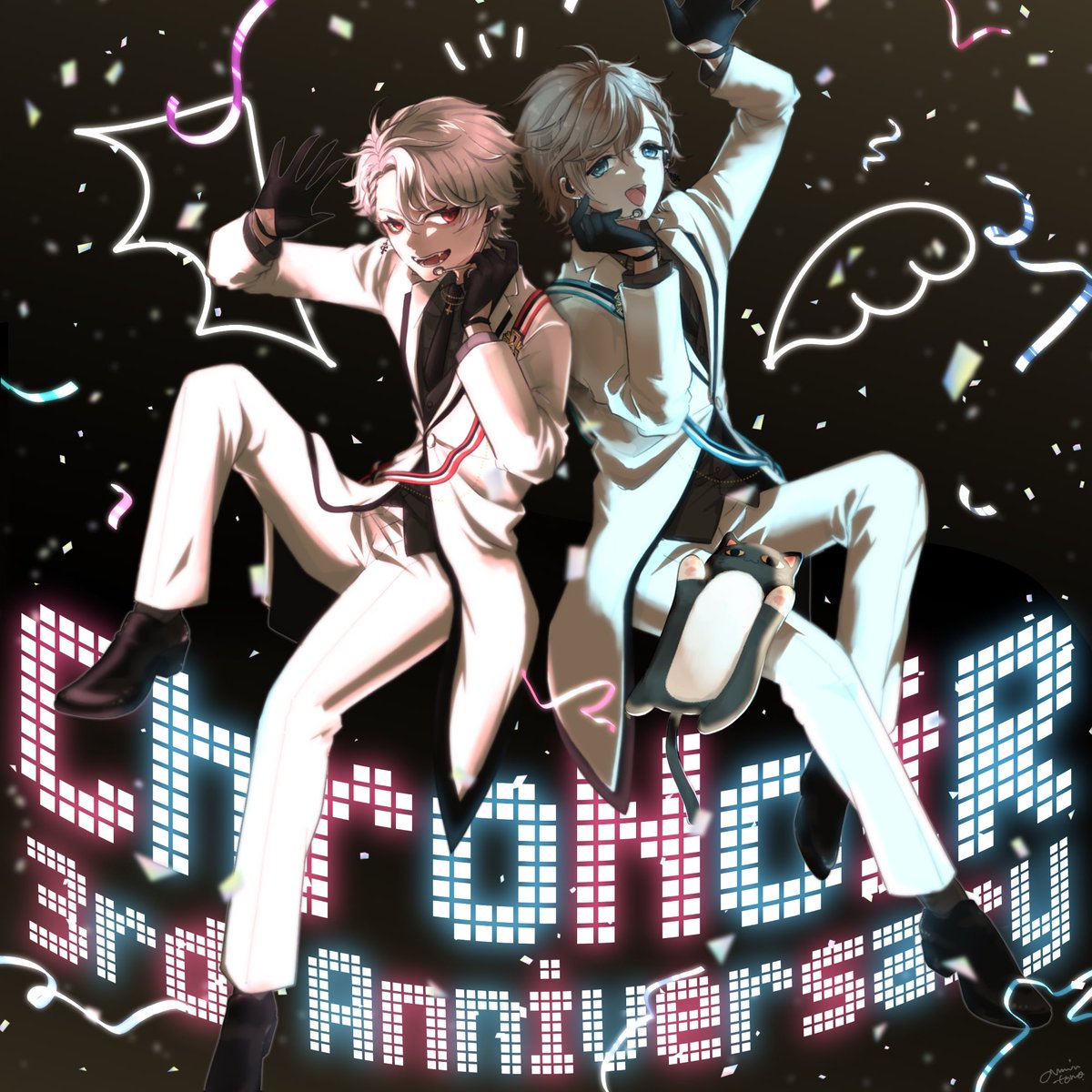 葛葉(にじさんじゲーマーズ) 「3周年おめでとうございますこれからもっともっと楽しみ…!!#くろのあとりえ #か」|安眠とも🦉のイラスト