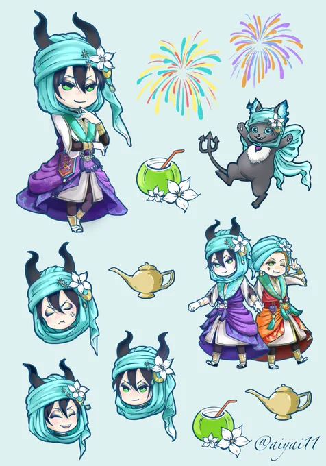 ヤーサミーナ マレウス✨

ミニキャラ難しい!!!
めちゃ時間かかったよー😭

#twstファンアート 
#ツイステファンアート
#アリアーブナーリヤ 