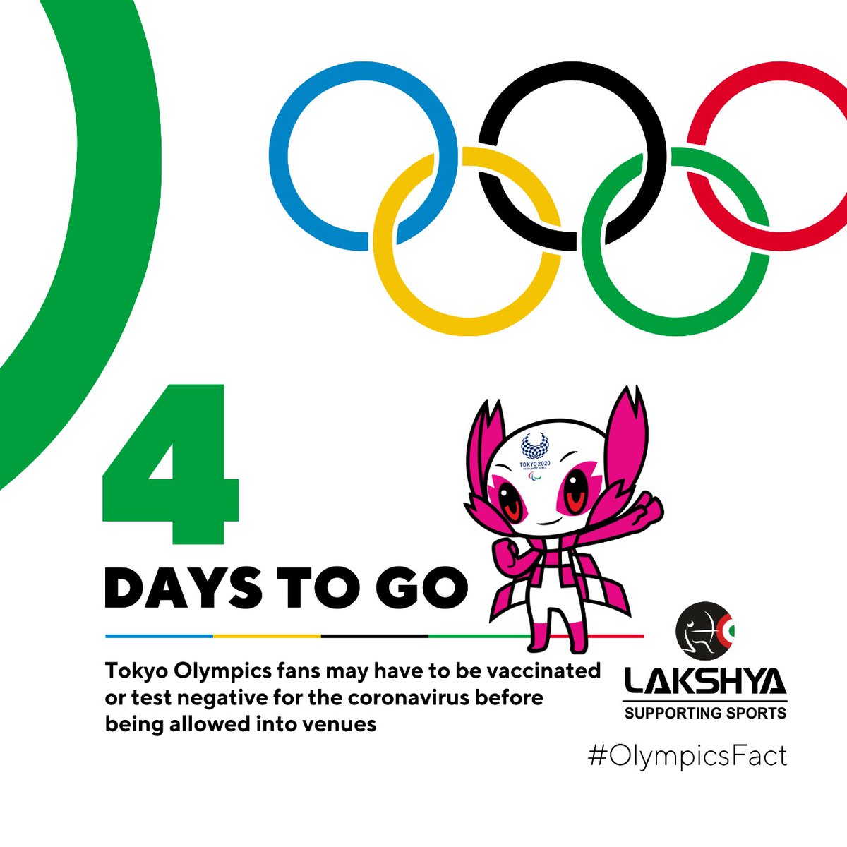 lakshyasportsin's tweet photo. 04 days left for the Tokyo 2021 Olympics.
#LakshyaSports #LakshyaForGold #Tokyo2021Olympics #Olympics #04DaysLeft #SportsANationalSocialResponsibility #CSR #SupportAthletes #SupportSports #IndianSports #Sports #IndianAthletes #SupportIndianAthlete #corporatesocialresponsibility https://t.co/BIWFFqU9jD