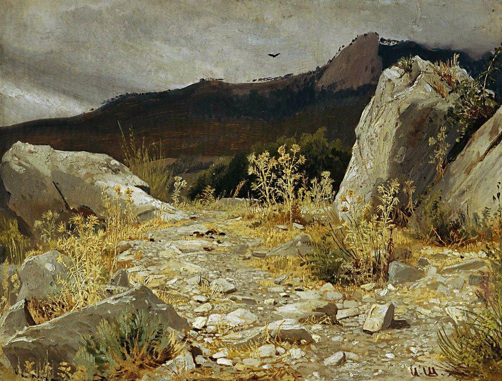 artistshishkin's tweet image. Mountain path. Crimea, 1879 #realism #ivanshishkin