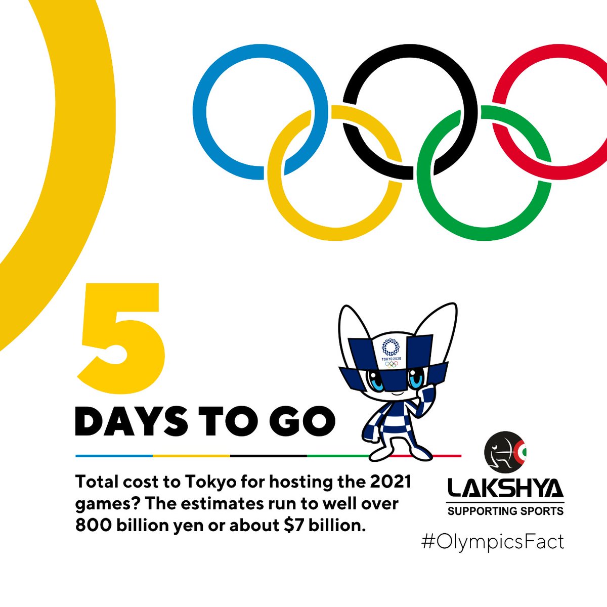 lakshyasportsin's tweet photo. 05 days left for the Tokyo 2021 Olympics.
#LakshyaSports #LakshyaForGold #Tokyo2021Olympics #Olympics #05DaysLeft #SportsANationalSocialResponsibility #CSR #SupportAthletes #SupportSports #IndianSports #Sports #IndianAthletes #SupportIndianAthlete #corporatesocialresponsibility https://t.co/uRUuKjExD6