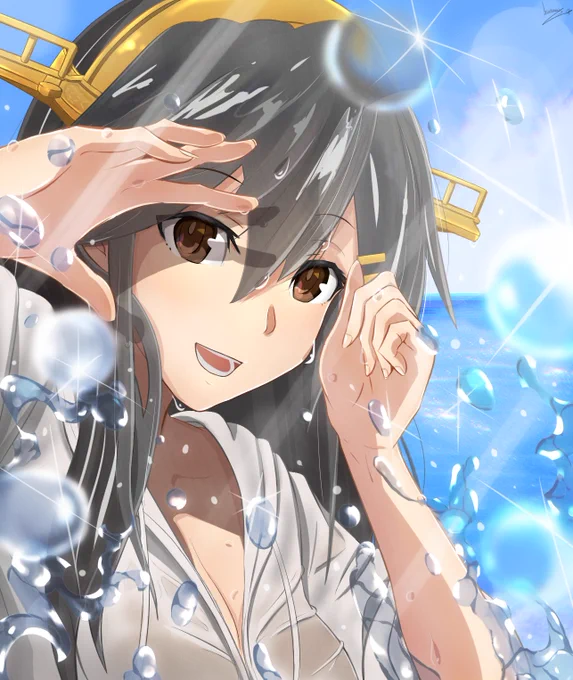 榛名と水かけっこ
#榛名
#艦これ  #艦隊これくしょん 
#なめくじ業界 