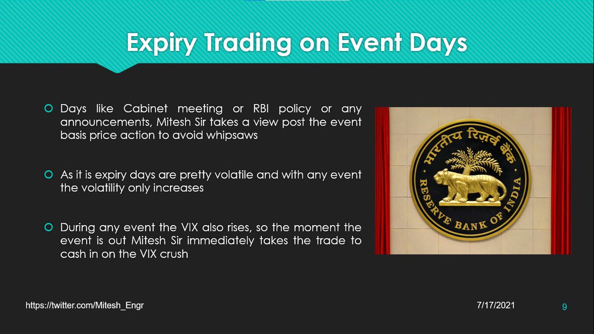 How to play expiry if knitted with Events:
• No expiry view ahead of the event
• Take decision post the event
• Look at price action to see where chances are based on certain levels
• Risk would lower as we've avoided the volatility
