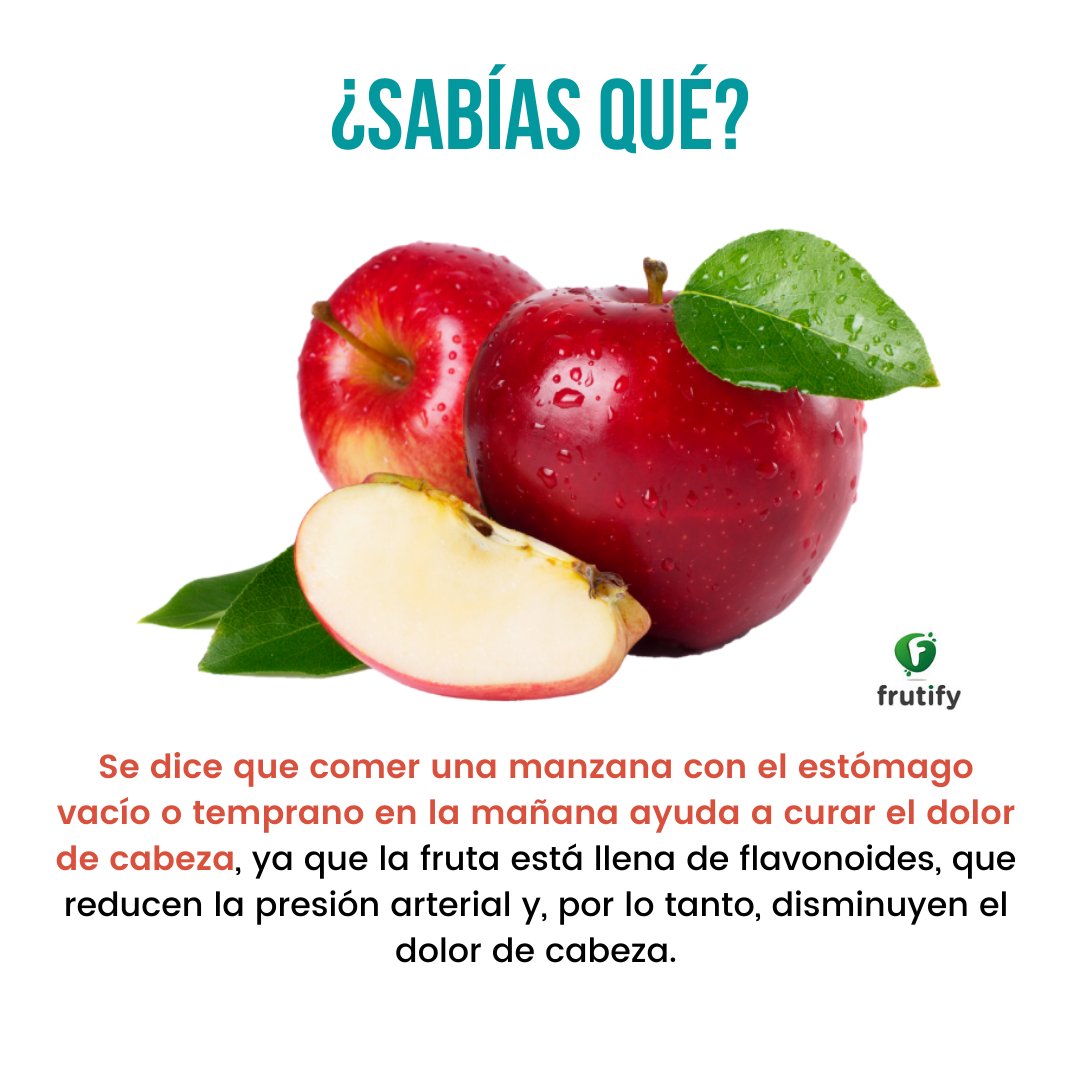 FrutifyS's tweet photo. #Consejos #Salud
Se dice que comer una manzana con el estómago vacío o temprano en la mañana ayuda a curar el dolor de cabeza.
#Salud #Alimentación #Comida #PlatosPreparados #ListoParaComer #Almuerzo #Desayuno #Cena #Gimnasio #LowCal #Balance #Detox #Fitness https://t.co/IKp2zjZW4K
