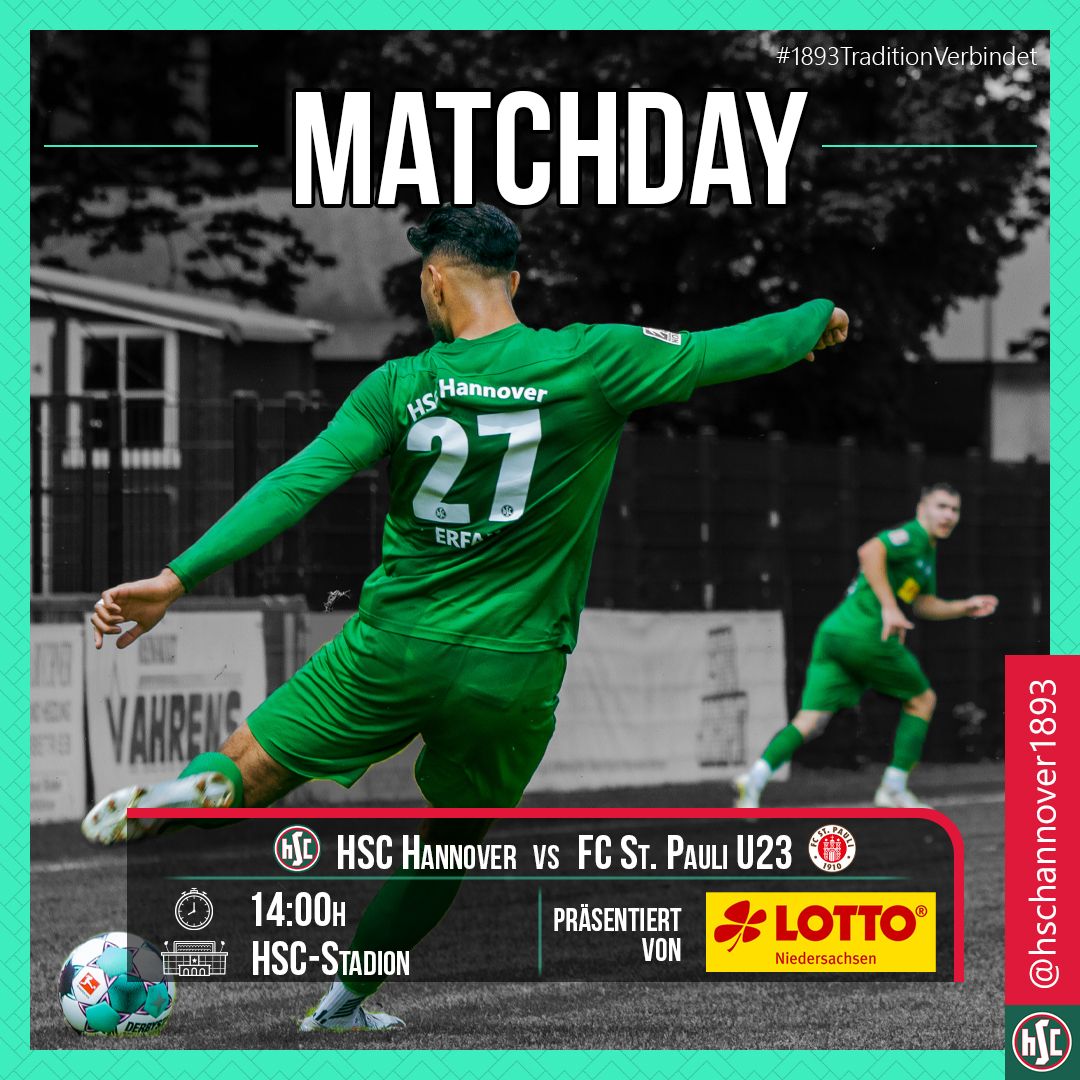 ⚽️ HSC Hannover vs. <a href="/fcstpauli/">FC St. Pauli</a> U23 ⚽️
🏆 Freundschaftsspiel
🏟️ HSC-Stadion
🎫 Tickets an der Tageskasse - es gelten die allgemeinen Hygieneregeln
🕑 14:00 Uhr
Schiedsrichtergespann:
👮 Niklas Olle
🚩 Bastian Winkler, Miguel Karrasch
⠀
#1893TraditionVerbindet
#HSCHannover