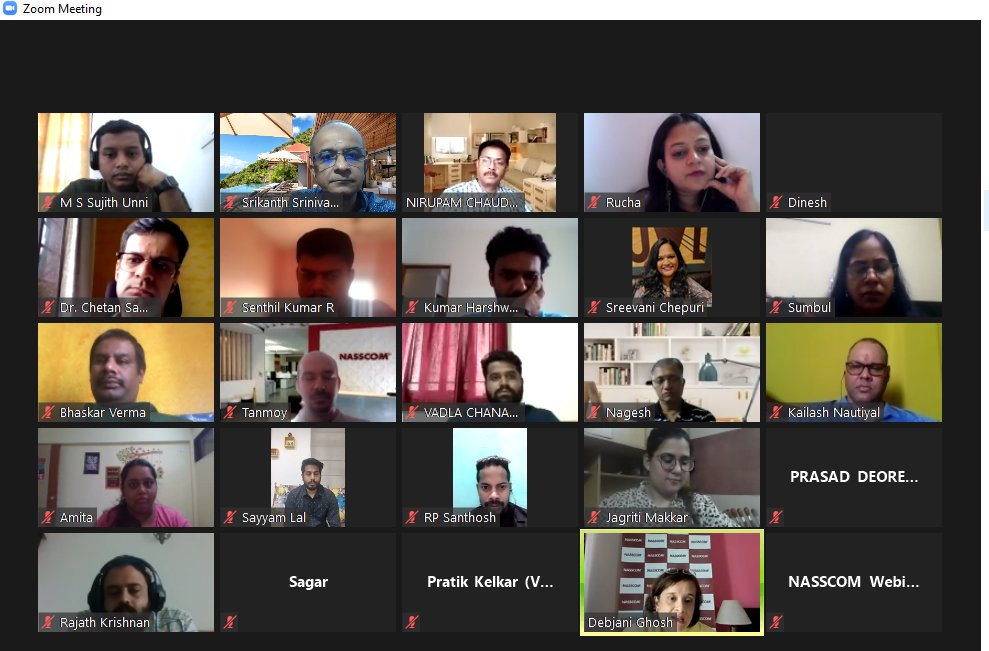 SrikanthNasscom's tweet photo. Great memories of yesterday - a great day of learnings & fun too with d entire #membership team @nasscom - good to catch up with everyone in 1 frame at d #virtualoffsite - Thank you Team for ur active participation and d #CoreTeam for ur meticulous planning n execution https://t.co/KWO7q1Ld0c