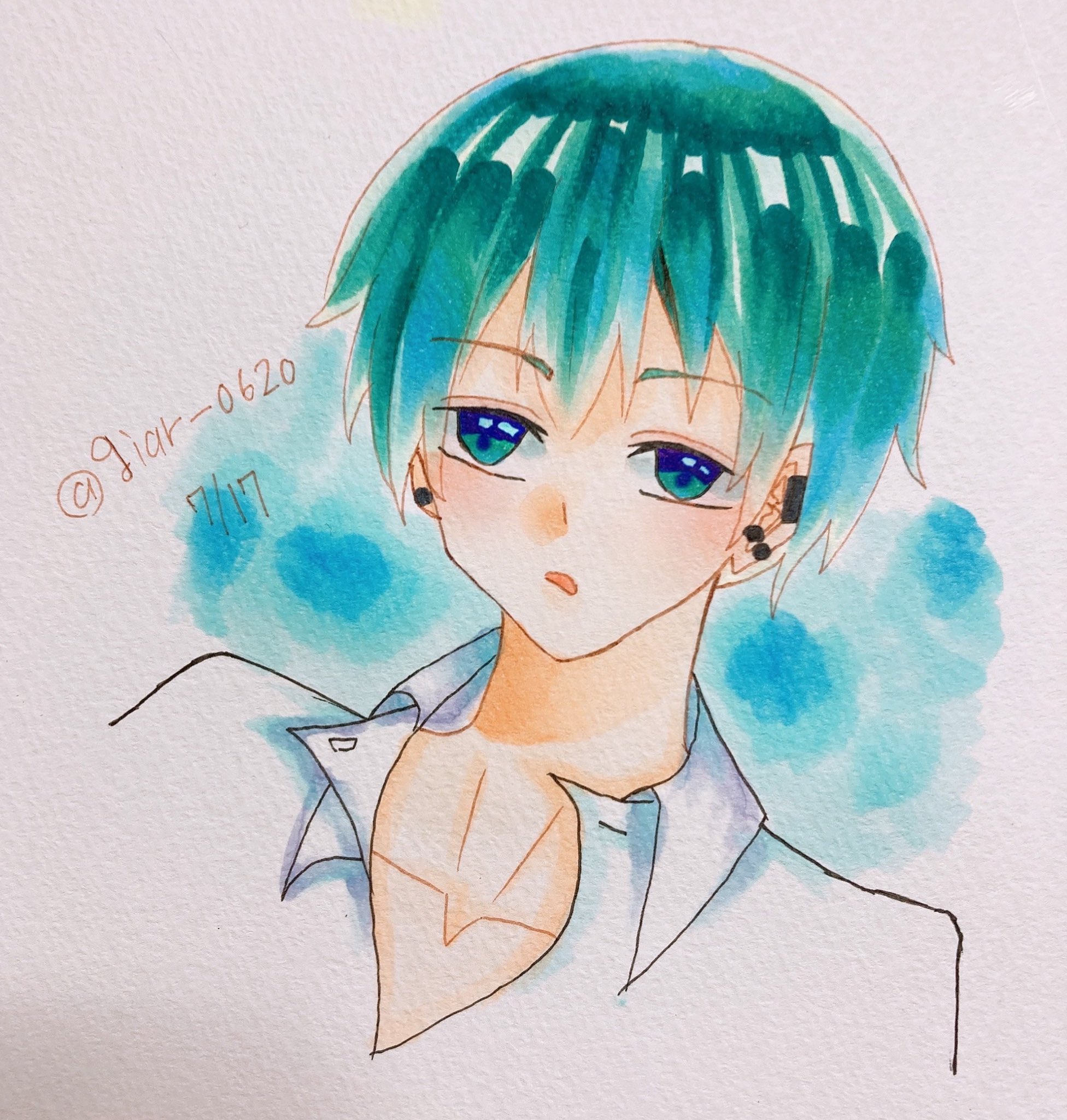 ぎあ コピック アナログイラスト 夏っぽいイラストかいたー 髪の毛の塗り方わかんなくてなんかヤバくなってるけど見逃して T Co Wztwsvjkr9 Twitter
