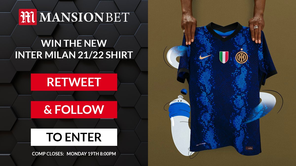 🇮🇹 WIN THE NEW INTER MILAN 21/22 HOME SHIRT! 🇮🇹

🚨 To enter the draw, simply:
 
1. Follow <a href="/MansionBet/">Mansion Bet</a>.
2. RT this tweet.

⏰ Winner announced @ 8pm Monday!

18+ | Full T&amp;Cs Apply: bit.ly/MBComps