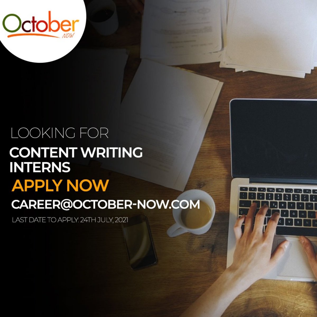 OctoberNowApp's tweet photo. If you have a knack for writing and are looking for expanding your skillset, this is the right place for you! 

We are looking for passionate individuals like you to work with us as Content Writing Interns. 

Apply now at:
career@october-now.com

 #internship #contentwriter https://t.co/OC6njmtCpb