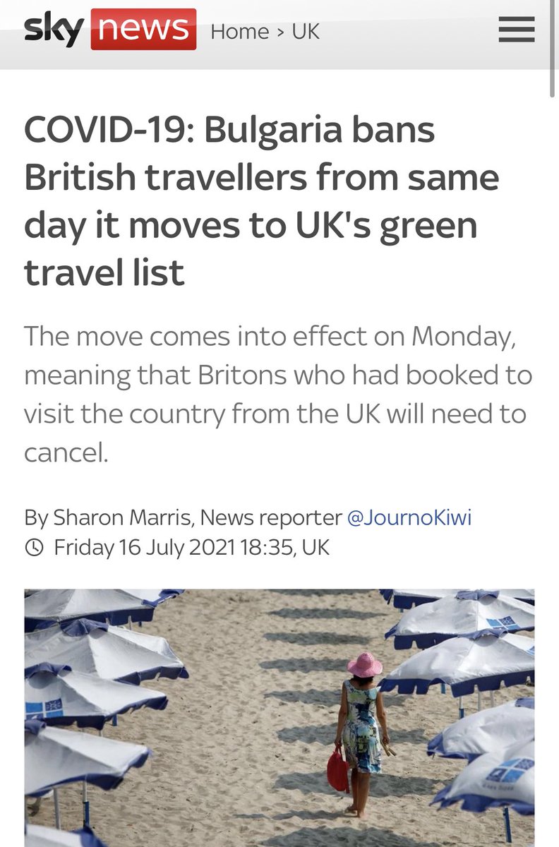 ukiswitheu's tweet photo. UK adds Bulgaria to the travel green list

Same day, Bulgaria bans visitors from the UK 

Nobody wants visitors from #JohnsonVariant #PlagueIsland https://t.co/GTHrg09Lyl