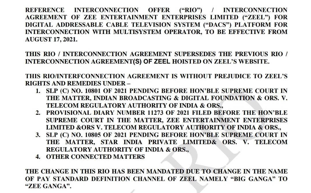 Abhinav842's tweet photo. #ZEE has updated its RIO for renaming Big Ganga as Zee Ganga. Still won't comply with #NTO2.0 since that matter is now in Hon'ble Supreme Court. #ZEEL #ZeeGanga #TRAI https://t.co/PTk4RQj6YT